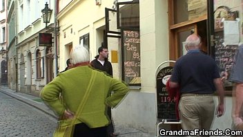 two fellows pick up and pummel boozed elderly grannie