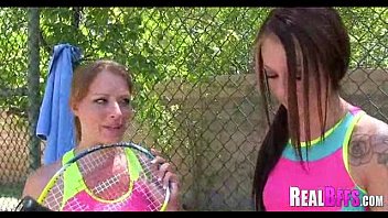 school chicks tennis match turns to.