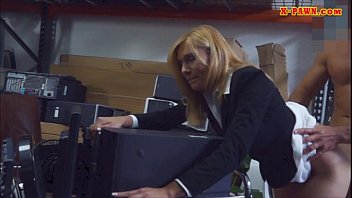 Blonde milf pussy nailed at the pawnshops storage room