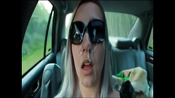 warm blondie gets a facial cumshot cum-shot outside.