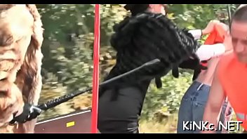 Mistress abuses slave'_s butt