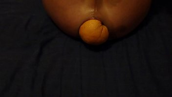 anal gaping with a huge orange