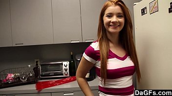 ginger-haired hotty fellates my cum-shotgun and gets penetrated.